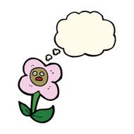 cartoon flower with face thought bubble N18