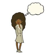 cartoon female spy with thought bubble N23