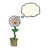 cartoon flower with face thought bubble N19