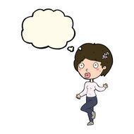 cartoon surprised woman with thought bubble N187