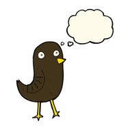 funny cartoon bird with thought bubble N95
