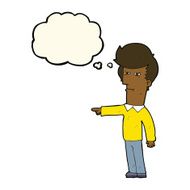 cartoon man blaming with thought bubble N7