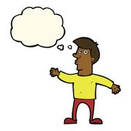 cartoon worried man with thought bubble N72