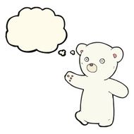 cartoon polar bear cub with thought bubble N55