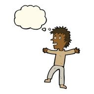 cartoon happy man with thought bubble N343