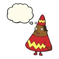 cartoon elf with thought bubble N7