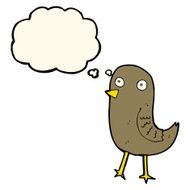 funny cartoon bird with thought bubble N96