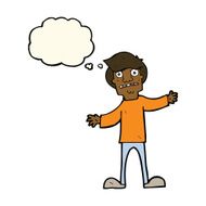 cartoon surprised man with thought bubble N88