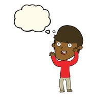 cartoon happy man with thought bubble N344