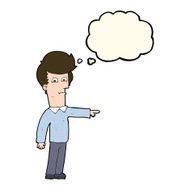cartoon man pointing with thought bubble N135