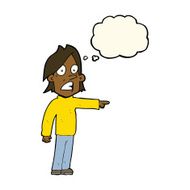 cartoon surprised man with thought bubble N90