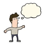 cartoon surprised man with thought bubble N91
