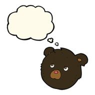 cartoon black bear face with thought bubble N23