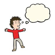 cartoon happy man with thought bubble N346