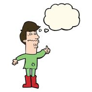 cartoon nervous man with thought bubble N103