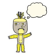 cartoon waving robot with thought bubble N13