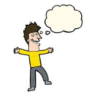 cartoon happy man with thought bubble N347