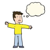 cartoon surprised man with thought bubble N92