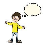 cartoon surprised man with thought bubble N93