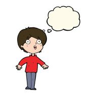 cartoon surprised man with thought bubble N94