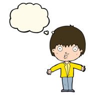 cartoon amazed boy with thought bubble N16