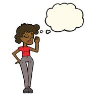 cartoon woman ignoring with thought bubble N23