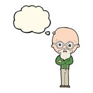 cartoon annoyed old man with thought bubble N49