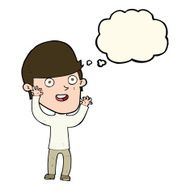 cartoon happy man with thought bubble N348