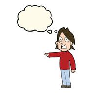 cartoon surprised man with thought bubble N95