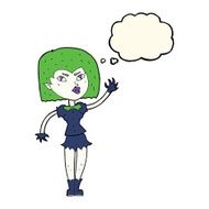 cartoon pretty vampire girl with thought bubble N22