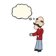 cartoon old man with mustache thought bubble N21
