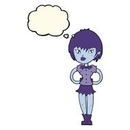 cartoon pretty vampire girl with thought bubble N23