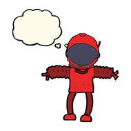 cartoon astronaut with thought bubble N81