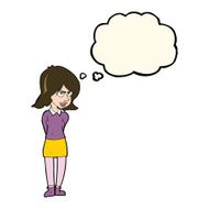Cartoon Annoyed Woman With Thought Bubble N136