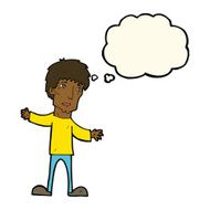 cartoon worried man with thought bubble N74