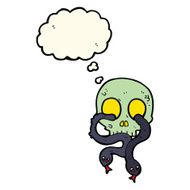 cartoon skull with snakes thought bubble N4
