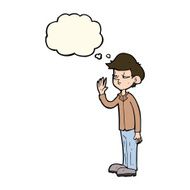 cartoon arrogant boy with thought bubble N8