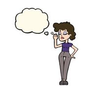 cartoon woman ignoring with thought bubble N24