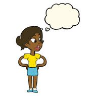 cartoon woman with hands on hips thought bubble N169