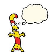 cartoon candy cane with thought bubble N8