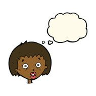 cartoon shocked woman with thought bubble N73