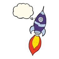 cartoon spaceship with thought bubble N20