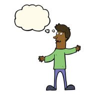 cartoon surprised man with thought bubble N97