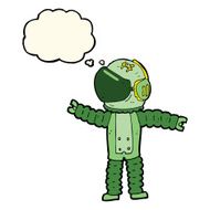 cartoon astronaut reaching with thought bubble N8