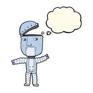 cartoon robot with thought bubble N117