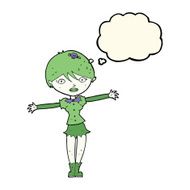 cartoon vampire girl with thought bubble N172
