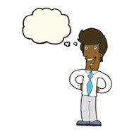 cartoon happy man with thought bubble N350