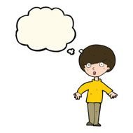 cartoon surprised man with thought bubble N99