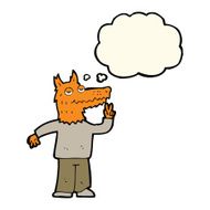 cartoon happy fox man with thought bubble N20