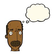 cartoon annoyed old man with thought bubble N50